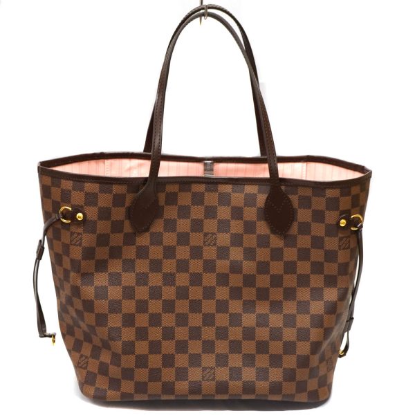 22 1433 1 Louis Vuitton Neverfull MM Damier Canvas Tote Bag BrownPink