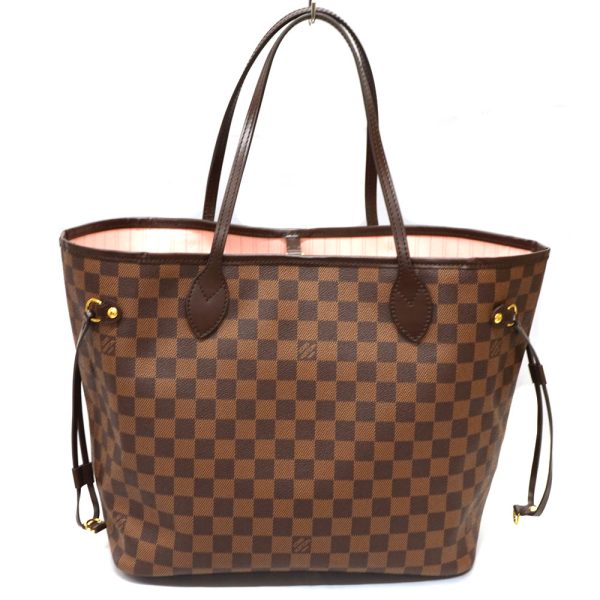 22 1433 2 Louis Vuitton Neverfull MM Damier Canvas Tote Bag BrownPink