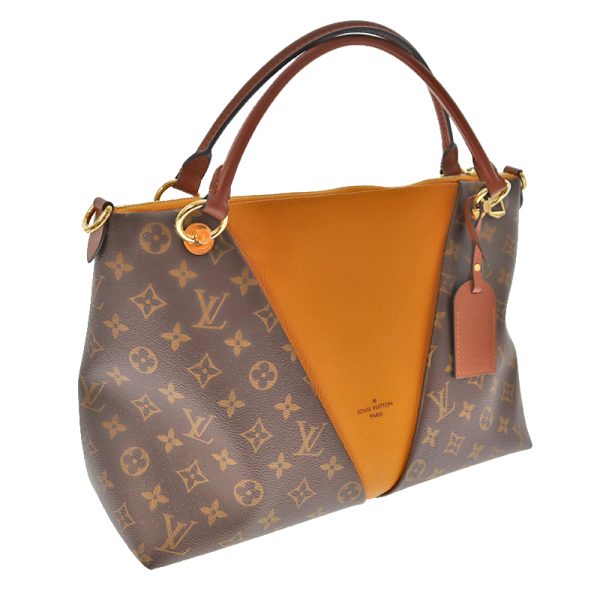 22 2 1 Louis Vuitton V Tote MM Monogram Canvas Tote Bag BrownOrange