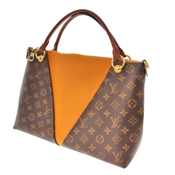 22 2 2 Louis Vuitton V Tote MM Monogram Canvas Tote Bag BrownOrange