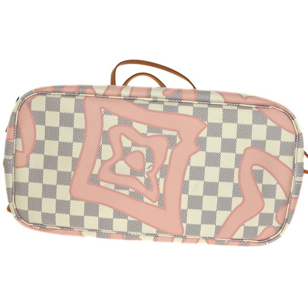 22 3092 4 Louis Vuitton Neverfull MM Damier Azur White Pink Tahiti Collection Taisienne Gold