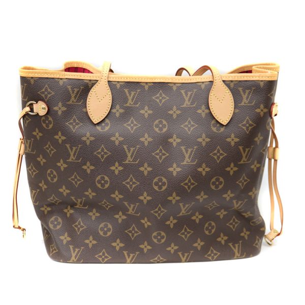 22 3830 2 Louis Vuitton Neverfull MM Monogram Canvas Brown Pivoine Pink Handbag Tote Bag