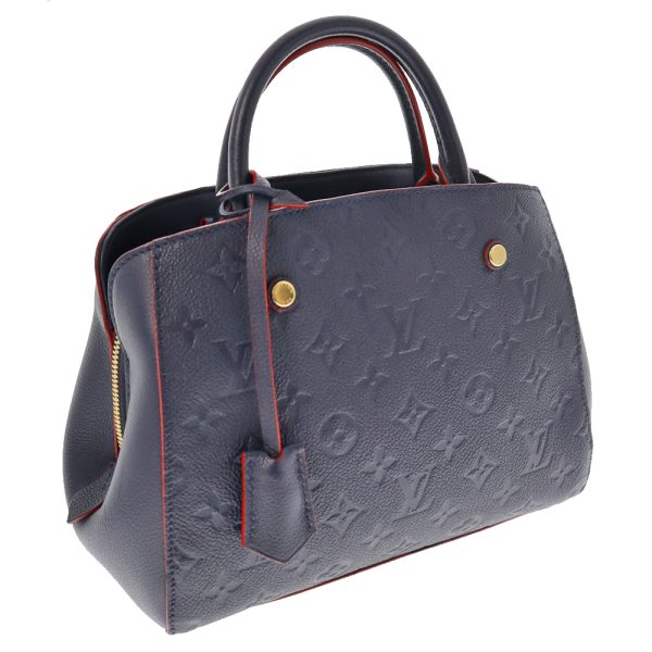 22 4323 1 Louis Vuitton Montaigne BB 2 Way Shoulder Hand bag Monogram Empreinte Leather Red Marine Rouge Navy