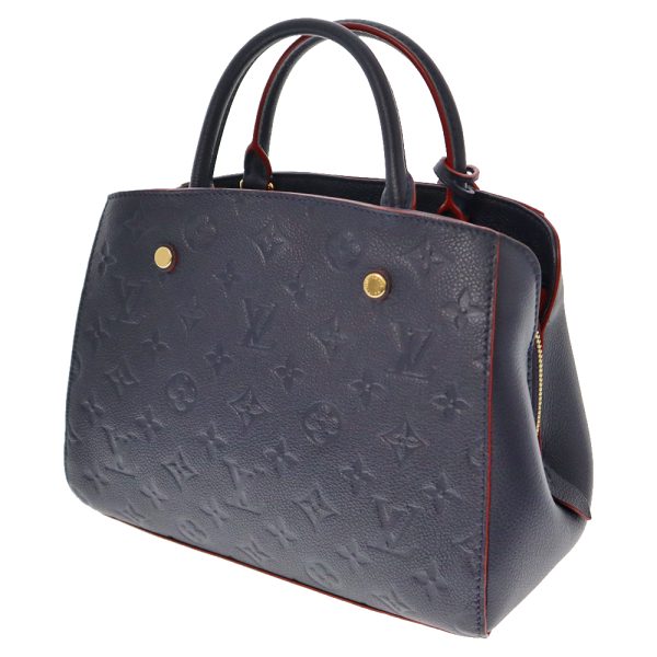 22 4323 2 Louis Vuitton Montaigne BB 2 Way Shoulder Hand bag Monogram Empreinte Leather Red Marine Rouge Navy