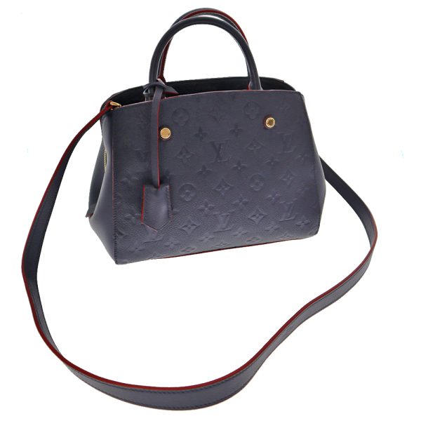 22 4323 9 Louis Vuitton Montaigne BB 2 Way Shoulder Hand bag Monogram Empreinte Leather Red Marine Rouge Navy