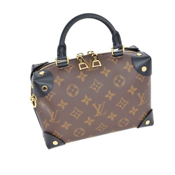 22 5828 2 Louis Vuitton Petite Mal Monogram Canvas 2WAY Shoulder Bag Brown Black