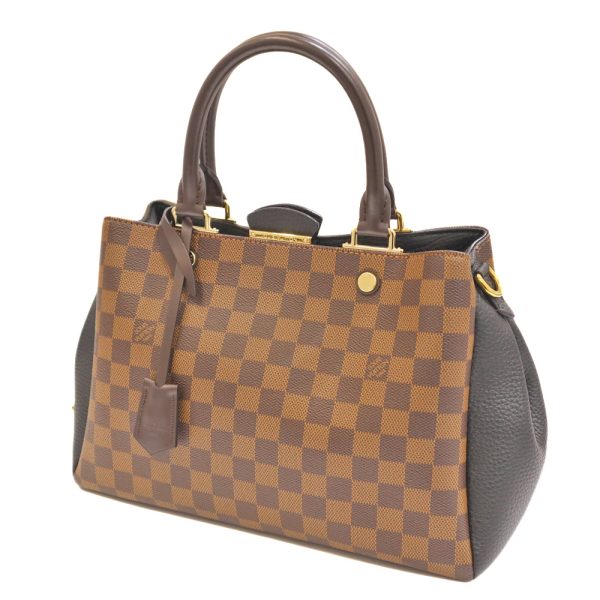 22 5987 Louis Vuitton Brittany Brown Black Damier Ebene Leather Noir 2WAY Bag