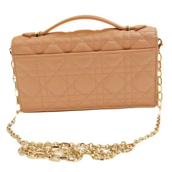 22 7519 2 Christian Dior Top Handle Clutch Bag Lambskin Cannage Pink Beige Rose des Vents Gold