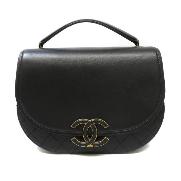 22031971 CHANEL Coco Mark flap 2WAY bag Black vintage style leather calfskin shoulder bag handbag