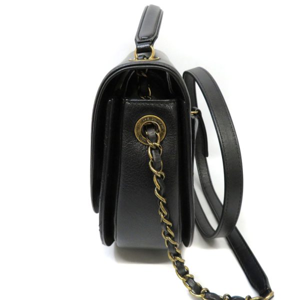 22031974 CHANEL Coco Mark flap 2WAY bag Black vintage style leather calfskin shoulder bag handbag