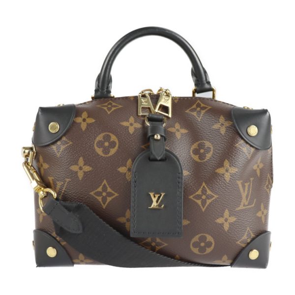 2212061001054 1 Louis Vuitton Petite Malle Souple Monogram Canvas Leather 2way Shoulder Bag Handbag Brown Black