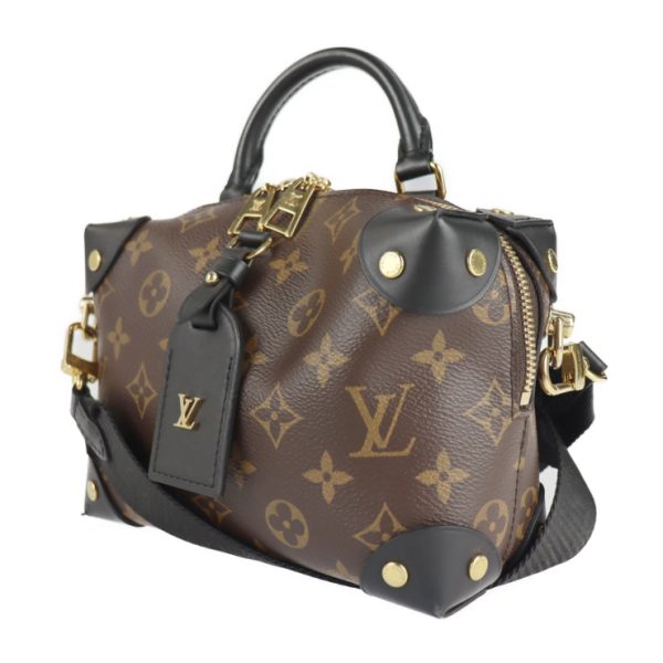 2212061001054 2 Louis Vuitton Petite Malle Souple Monogram Canvas Leather 2way Shoulder Bag Handbag Brown Black