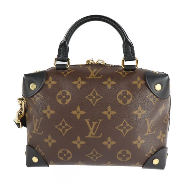 2212061001054 3 Louis Vuitton Petite Malle Souple Monogram Canvas Leather 2way Shoulder Bag Handbag Brown Black