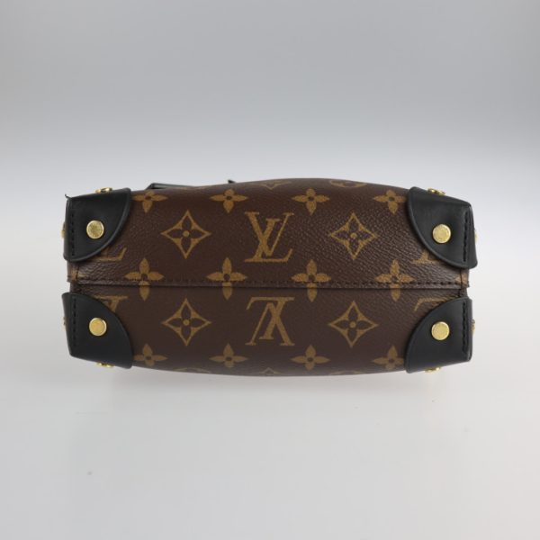 2212061001054 4 Louis Vuitton Petite Malle Souple Monogram Canvas Leather 2way Shoulder Bag Handbag Brown Black