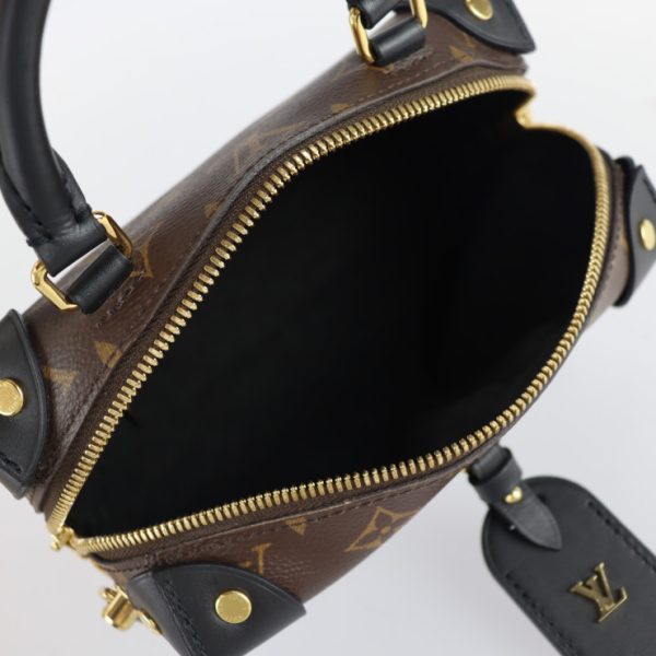 2212061001054 9 Louis Vuitton Petite Malle Souple Monogram Canvas Leather 2way Shoulder Bag Handbag Brown Black