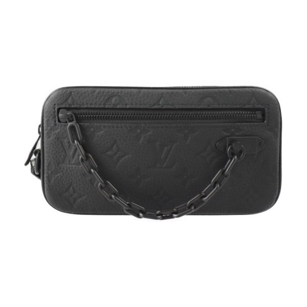 2308023010048 1 Louis Vuitton Pochette Volga Taurillon Leather Wristlet Clutch Black