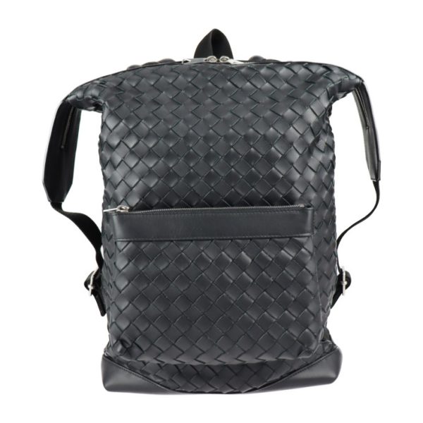 2310073007051 1 Bottega Veneta Intrecciato Calf Leather Backpack Daypack Black Silver Hardware