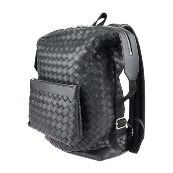 2310073007051 2 Bottega Veneta Intrecciato Calf Leather Backpack Daypack Black Silver Hardware