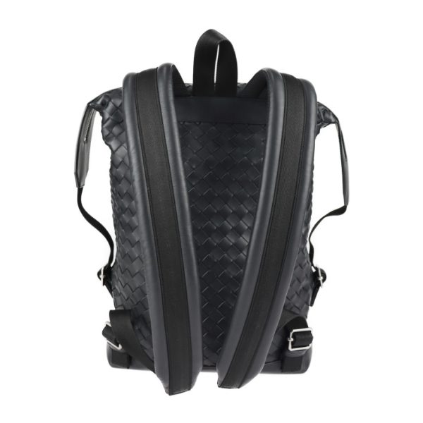 2310073007051 3 Bottega Veneta Intrecciato Calf Leather Backpack Daypack Black Silver Hardware