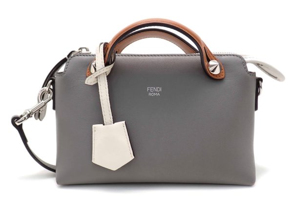 231013tsno7 01 Fendi Calf Leather Gray x Brown x White By the Way 2WAY Bag