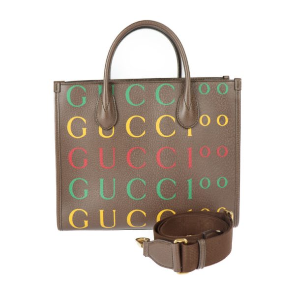 2315053007117 1 Gucci Leather Tote Bag 2way Shoulder Bag Brown Multicolor