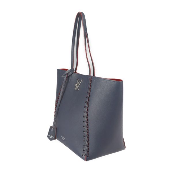 2320023007132 2 Louis Vuitton Lock Me Hippo Tote Cabas Turnlock Grained Calf Leather Marine Rouge