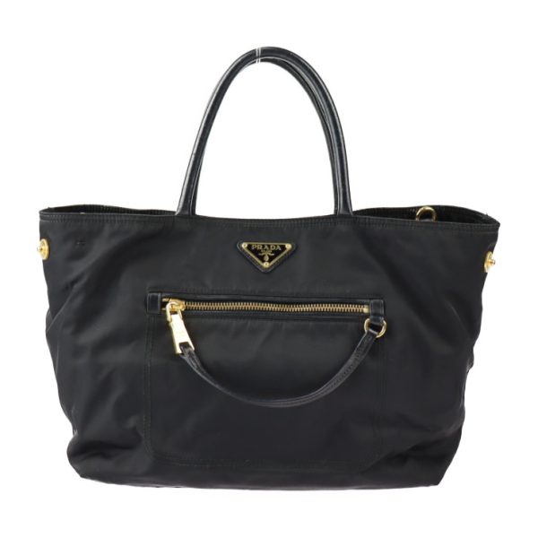 2330113007228 2 Prada Handbag Nylon Leather Black Gold Hardware 2way Shoulder Bag