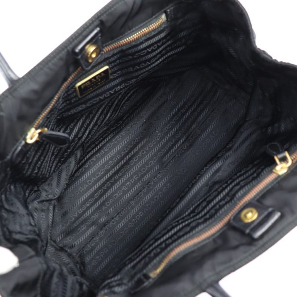 2330113007228 9 Prada Handbag Nylon Leather Black Gold Hardware 2way Shoulder Bag