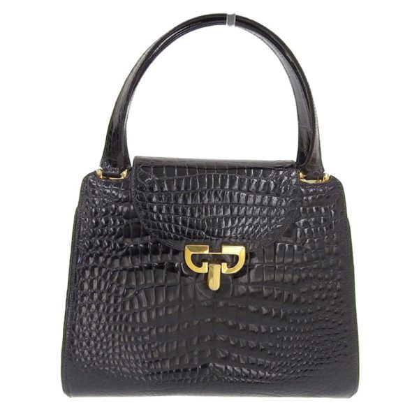 236173 1 Gucci 6 70s Italian made all crocodile gold hardware flap handbag