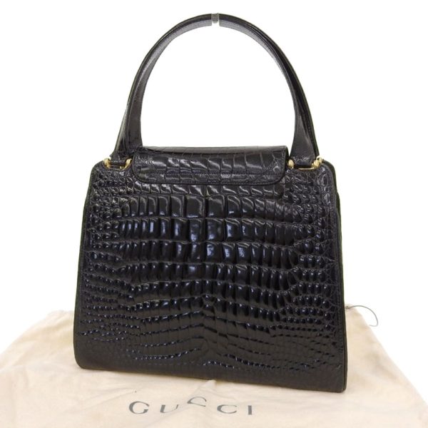 236173 2 Gucci 6 70s Italian made all crocodile gold hardware flap handbag