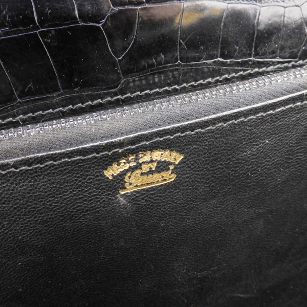 236173 7 Gucci 6 70s Italian made all crocodile gold hardware flap handbag