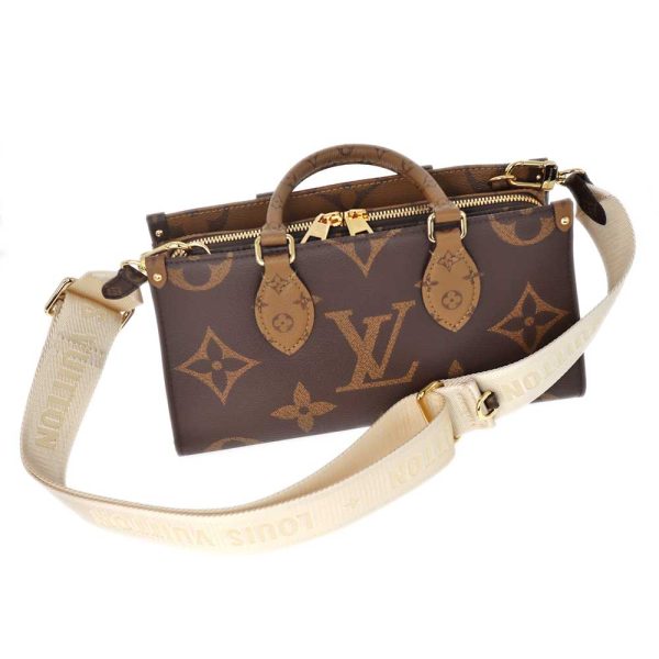 24 1983 18 Louis Vuitton On The Go EW Monogram Giant Reverse Shoulder Handbag 2way Brown