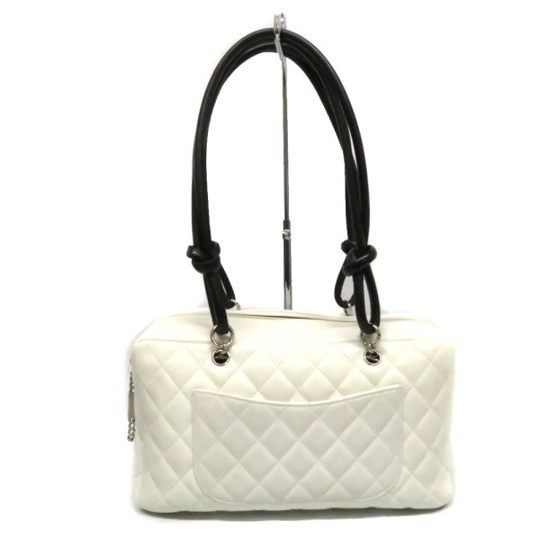 24 226302 Chanel CHANEL Bowling Bag Leather Boston Bag White