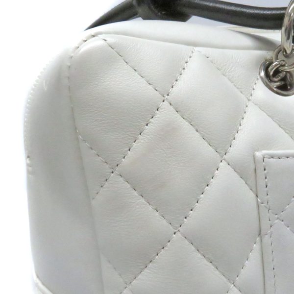 24 226309 Chanel CHANEL Bowling Bag Leather Boston Bag White