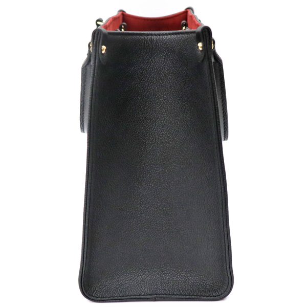 24 230 3 Louis Vuitton On The Go MM Grained Calf Leather Monogram Empreinte Tote Bag Black Beige