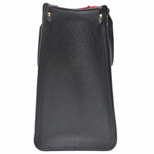24 230 4 Louis Vuitton On The Go MM Grained Calf Leather Monogram Empreinte Tote Bag Black Beige