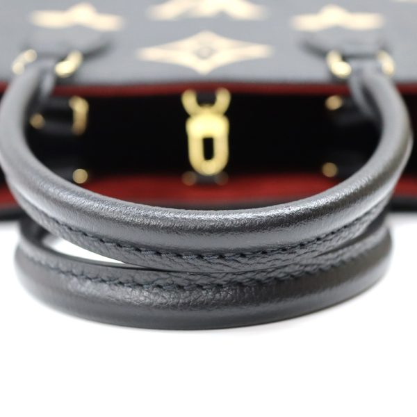 24 230 7 Louis Vuitton On The Go MM Grained Calf Leather Monogram Empreinte Tote Bag Black Beige