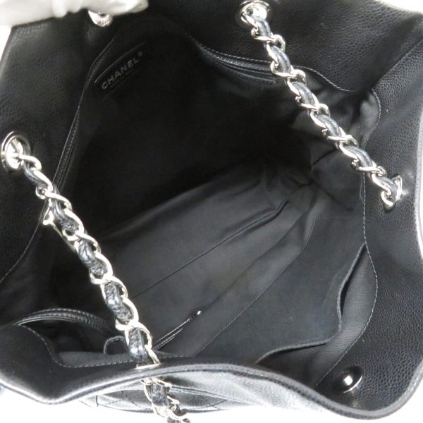 24013067 Chanel Caviar Skin Chain Tote Bag Black