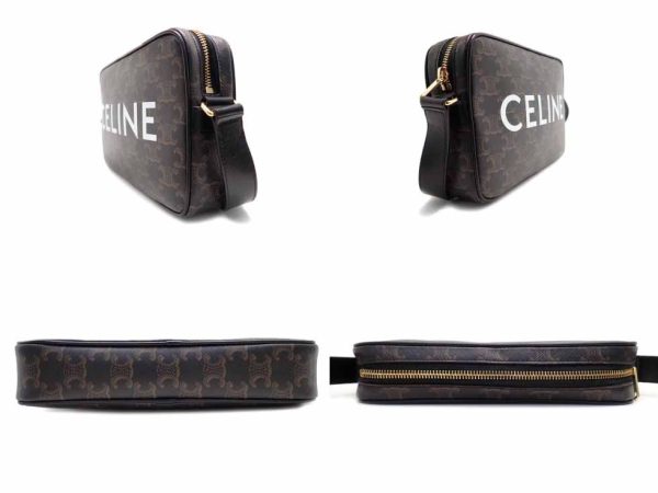 24017304160 03 Celine Triomphe canvas x calfskin black CELINE print medium messenger bag