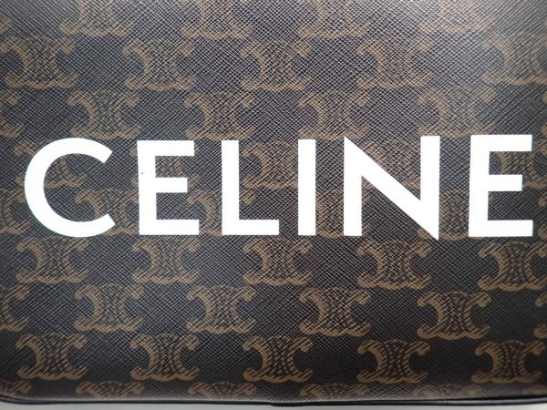 24017304160 05 Celine Triomphe canvas x calfskin black CELINE print medium messenger bag