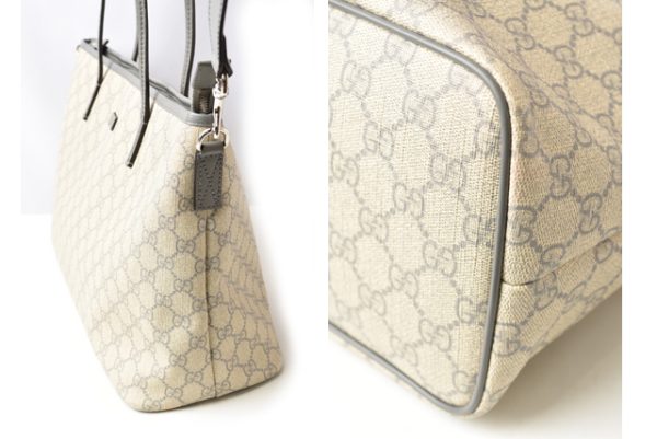 24030212 g 2 Gucci GG Supreme Tote Bag Canvas Light Gray Beige