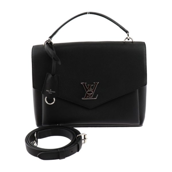 2404033007033 1 Louis Vuitton My Lock Me Grained Calf Leather 2way Shoulder Bag Handbag Black