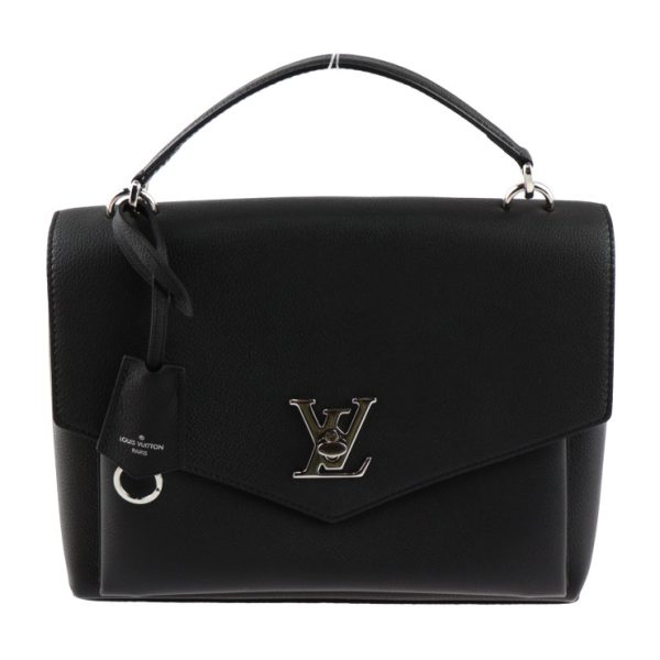 2404033007033 2 Louis Vuitton My Lock Me Grained Calf Leather 2way Shoulder Bag Handbag Black