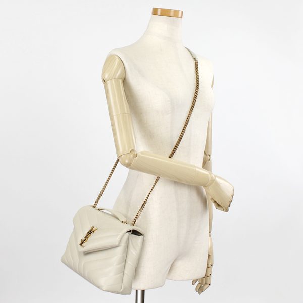 240511 bg46 6 t1 Saint Laurent Shoulder Bag Lulu Small Crema Soft Chevron Quilting White