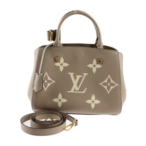 2415023007107 1 Louis Vuitton Montaigne BB Giant Monogram Empreinte Handbag Leather Beige Crème 2way Shoulder Bag