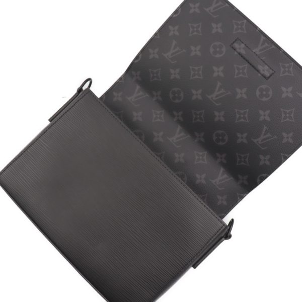 2424013010103 8 Louis Vuitton New Flap Messenger Epi Leather Monogram Shoulder Bag Eclipse Black