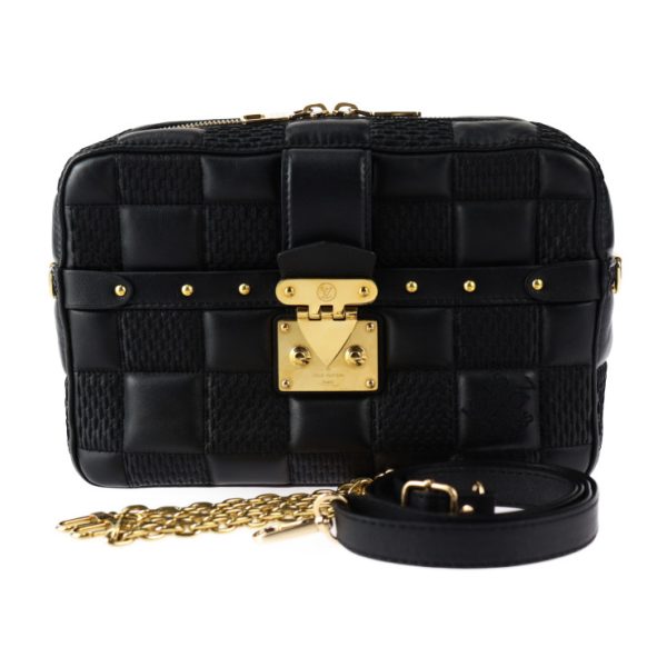 2429043007124 1 Louis Vuitton Troca MM Damier Lamb Leather Shoulder Bag Black