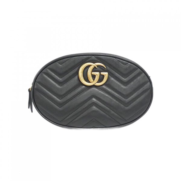 2600046191298 1 b Gucci Marmont GG Leather Waist Bag Black