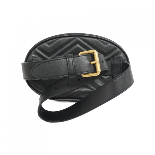 2600046191298 2 b Gucci Marmont GG Leather Waist Bag Black