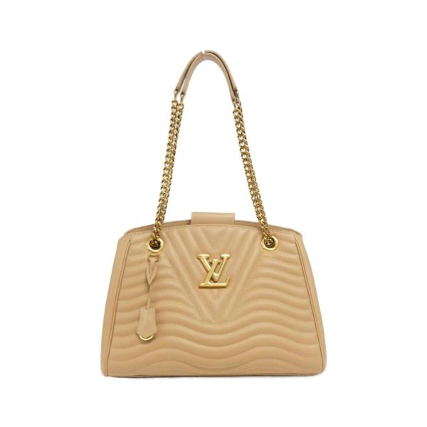 2600059522287 1 b Louis Vuitton New Wave Chain Tote Monogram Empreinte Leather Shoulder Bag Noisette